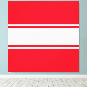 Fun Sporty Bright Red White Centre Racing Stripes  Canvas Print