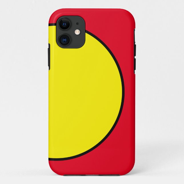 Fun Sporty Bright Yellow Circle Red Background Case-Mate iPhone Case (Back)