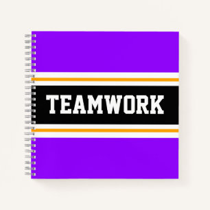 Fun Sporty Purple Black TEAMWORK Racing Stripes Notebook