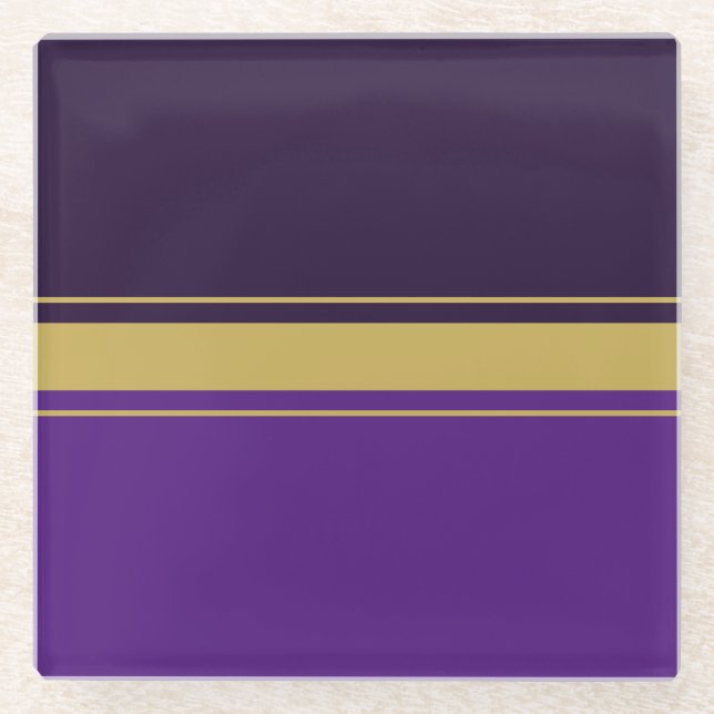 Fun Sporty Two Tone Purple Sleek Racing Stripes  Glass Coaster (Front)