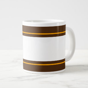 Fun Sporty Wide White Orange Brown Racing Stripes Large Coffee Mug