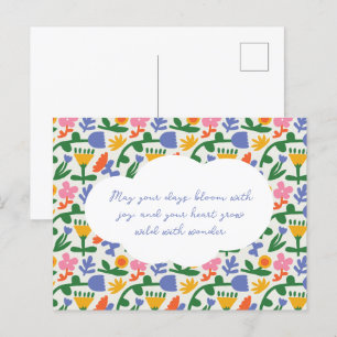 Fun Spring Floral Pattern Holiday Postcard