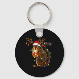 Fun Squirrel Christmas Tree Lights Reindeer Santa Key Ring
