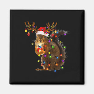 Fun Squirrel Christmas Tree Lights Reindeer Santa  Magnet
