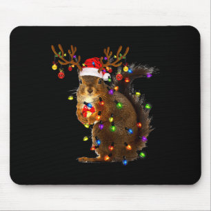 Fun Squirrel Christmas Tree Lights Reindeer Santa  Mouse Pad