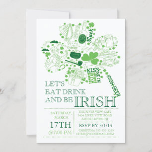 Fun St. Patrick's Day Bash Dinner Party Invitation