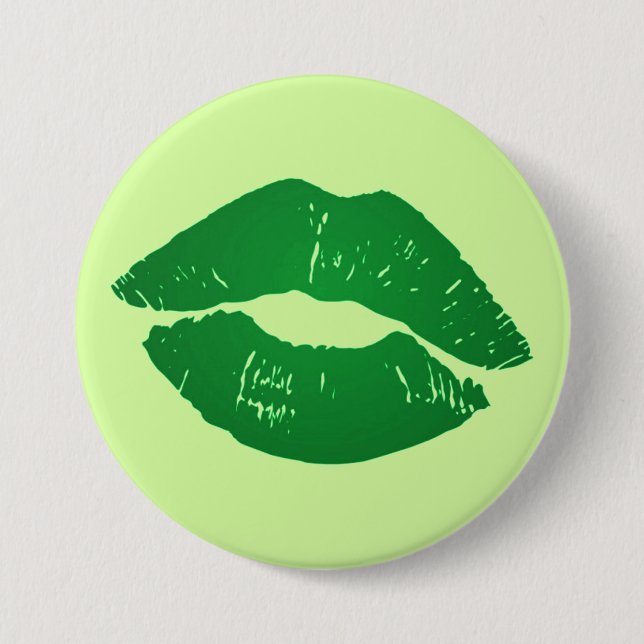 Fun St. Patrick's Day Irish Kiss Green Lips 7.5 Cm Round Badge (Front)