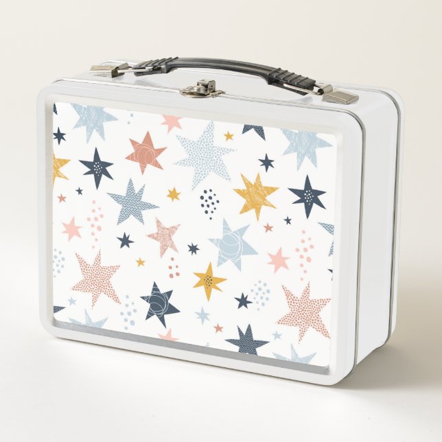 Fun Star Pattern Metal Lunch Box (Front)