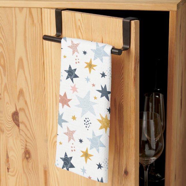 Fun Star Pattern Tea Towel (Thirds Fold)