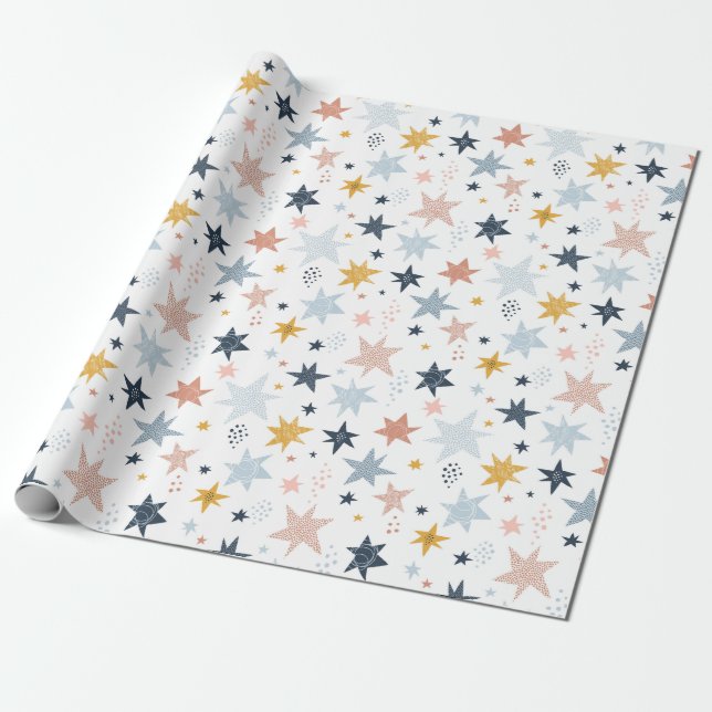 Fun Star Pattern Wrapping Paper (Unrolled)