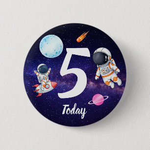 Fun star Spaceman child's Birthday 6 Cm Round Badge