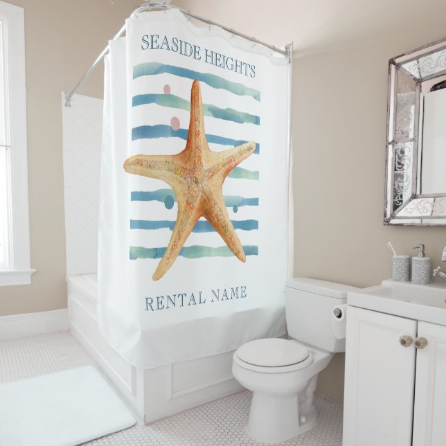 FUN STARFISH BEACH COASTAL VACATON Shower Curtain (In Situ)