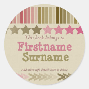 Fun Stars & Stripes Bookplate Sticker