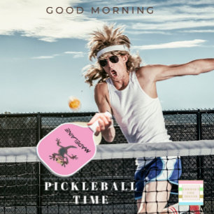 Fun Startled Gecko Pink  Pickleball Paddle