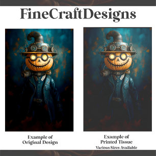 Fun Steampunk Halloween Pumpkin Man E9L Decoupage Tissue Paper