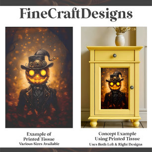Fun Steampunk Halloween Pumpkin Man F1R Decoupage Tissue Paper