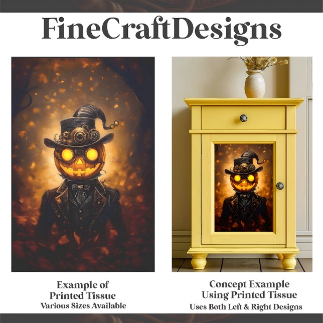 Fun Steampunk Halloween Pumpkin Man F1R Decoupage Tissue Paper (Creator Uploaded)