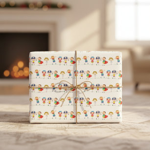 Fun Stick Figure Kids Wrapping Paper
