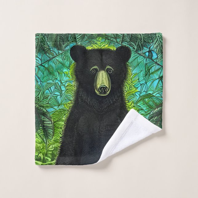 Fun Storybook Little Black Bear Bath Towel Set (Wash Cloth)