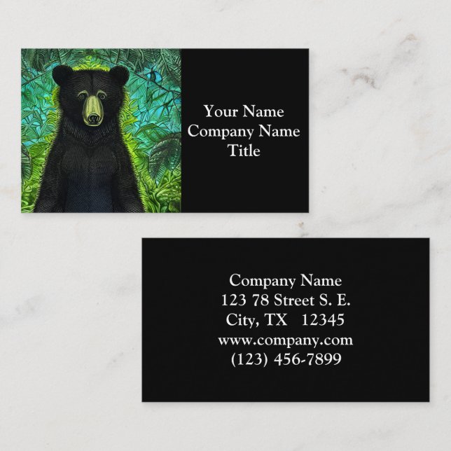 Fun Storybook Little Black Bear Business Card (Front/Back)