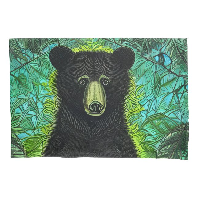 Fun Storybook Little Black Bear Pillowcase (Front)