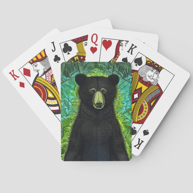 Fun Storybook Little Black Bear Playing Cards (Back)