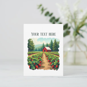 Fun strawberry farm customisable postcard