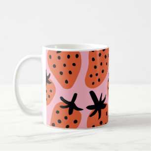 Fun strawberry, hand-drawn seamless design. coffee mug