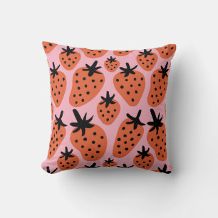 Fun strawberry, hand-drawn seamless design. cushion