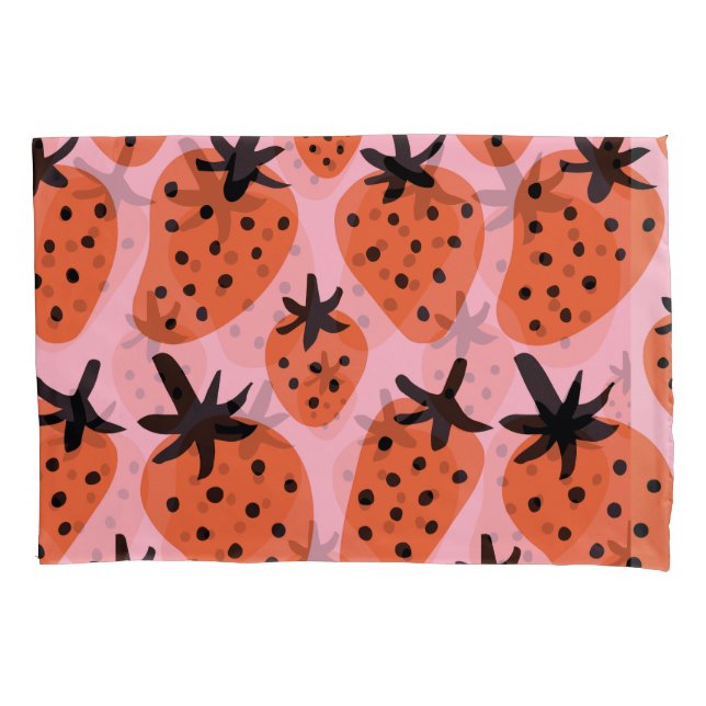 Fun strawberry, hand-drawn seamless design. pillowcase (Front)