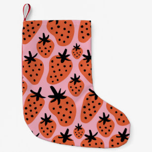 Fun strawberry, hand-drawn seamless design. small christmas stocking