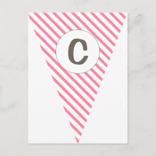 Fun Stripe Hot Pink Customisable Flag Bunting Postcard