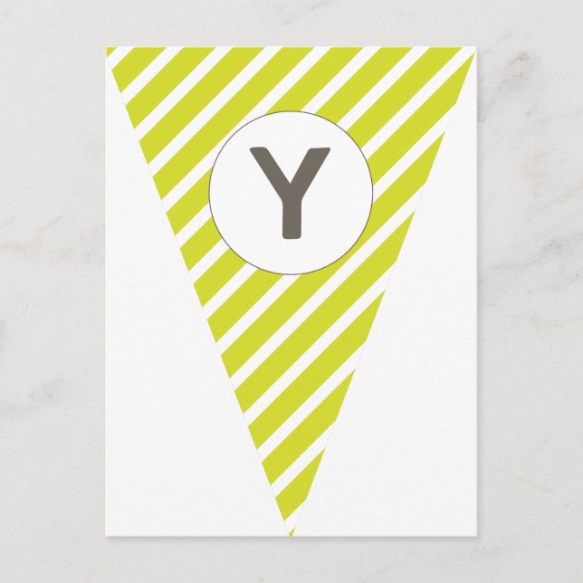 Fun Stripe Lime Green Customisable Flag Bunting Postcard (Front)
