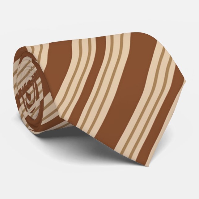 Fun stripe pattern brown tie (Rolled)