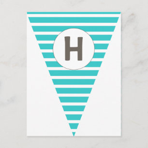 Fun Stripe Teal White Customisable Flag Bunting Postcard