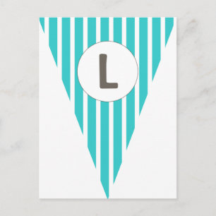 Fun Stripe Teal White Customisable Flag Bunting Postcard