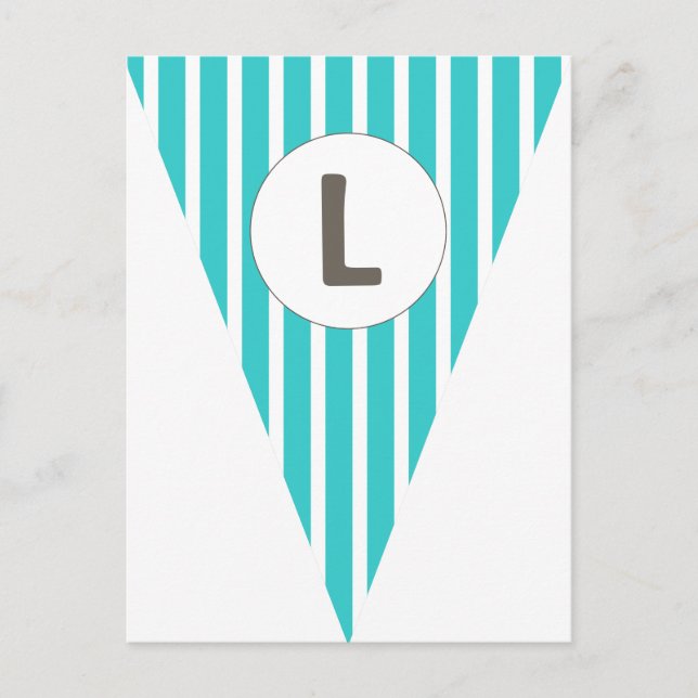 Fun Stripe Teal White Customisable Flag Bunting Postcard (Front)