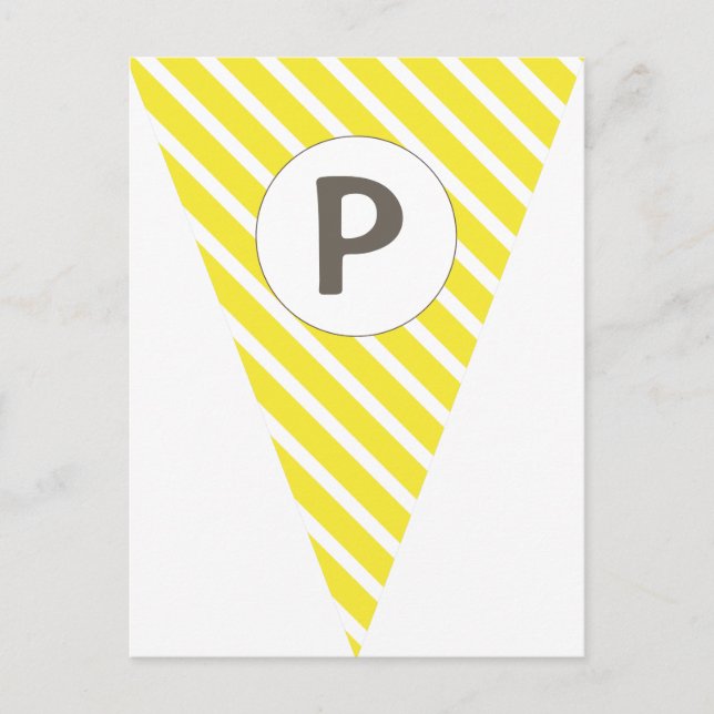 Fun Stripe Yellow Customisable Flag Bunting Postcard (Front)