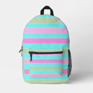 Fun striped lined lines pastel summer colours printed backpack