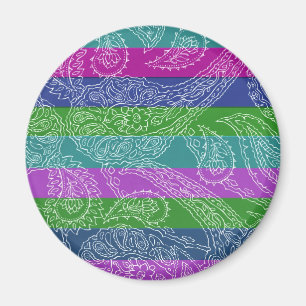 Fun Striped Paisley Print Summer Girly Pattern Magnet