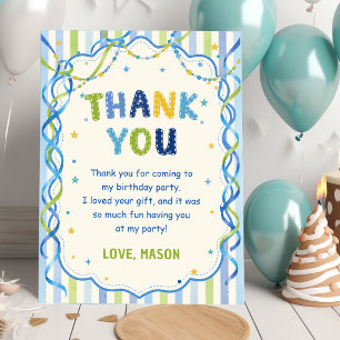 Fun Stripes Colourful Birthday Thank You Card