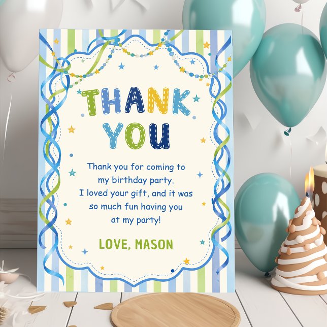Fun Stripes Colourful Birthday Thank You Card (Creator Uploaded)