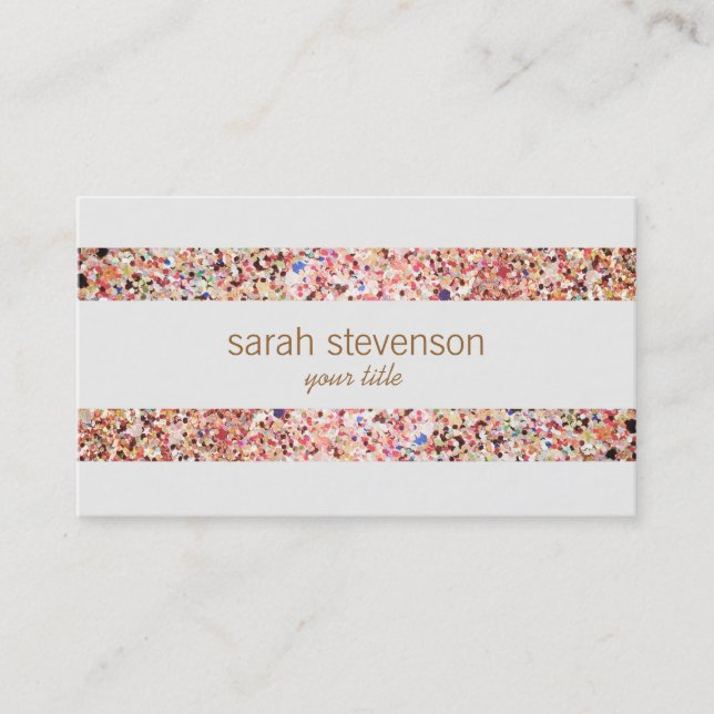 Fun Stripes Colourful Glitter Look Business Card 4 (Front)