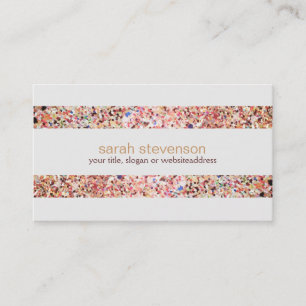 Fun Stripes Colourful Glitter Look Business Card 4