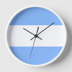 Fun Stylish Chic Light Blue White Nautical Stripes Clock