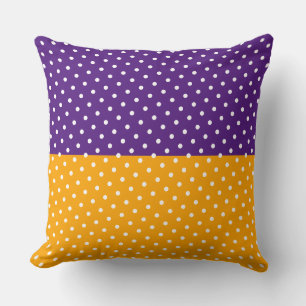Fun Stylish Dots Royal Purple Orange Colour Block Cushion