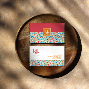 Fun Stylish Summer Monogram Business Card