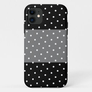 Fun Stylish Wide Polka Dotted Grey Black Stripes Case-Mate iPhone Case