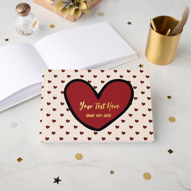 Fun Stylist Sweet Heart Party Supplies Template  Guest Book (Front Open)