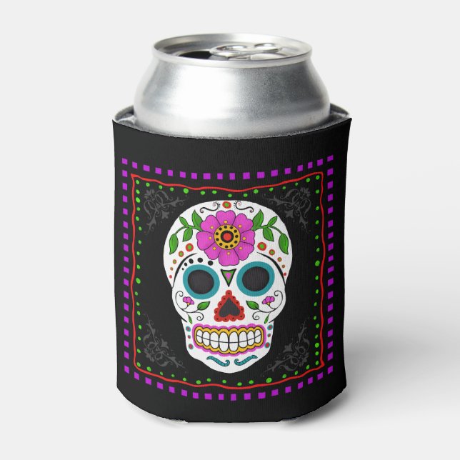 Fun Sugar Skull Can Cooler, Day of the Dead Can Cooler (Can Front)